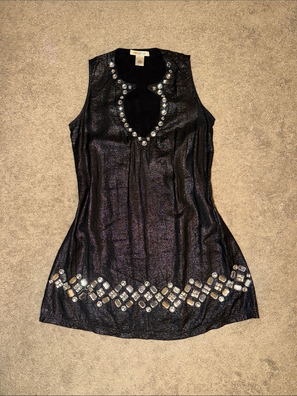 🖤VINTAGE ARDEN B. METALLIC BLACK RHINESTONE EMBELLISHED SHIFT DRESS 
🖤SIZE MED